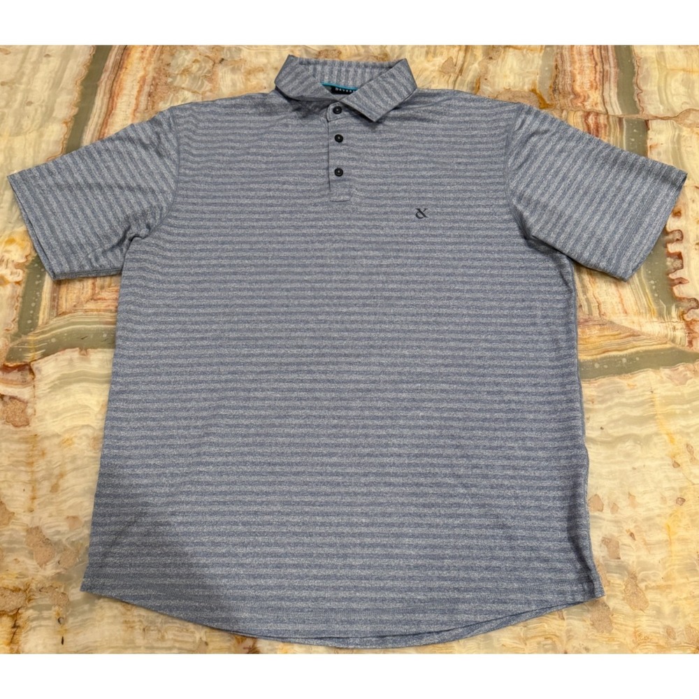 Devereux Mens Polo Shirt Gray Striped Golf Performance Short Sleeve Size‎ M